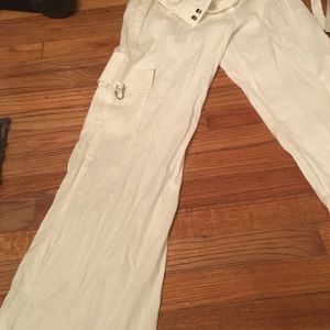 BCBG long white linen pants